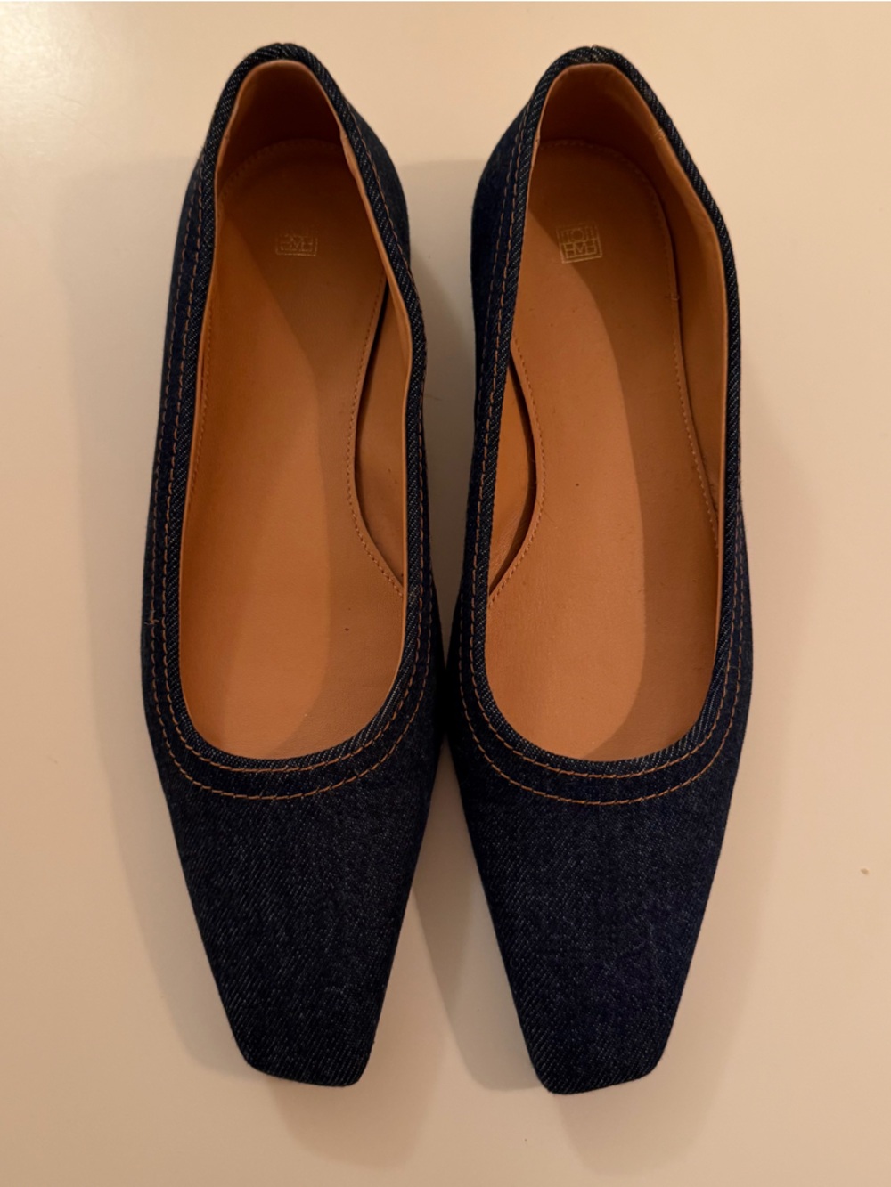 Totem Pointed Denim Ballet Flats - Blue